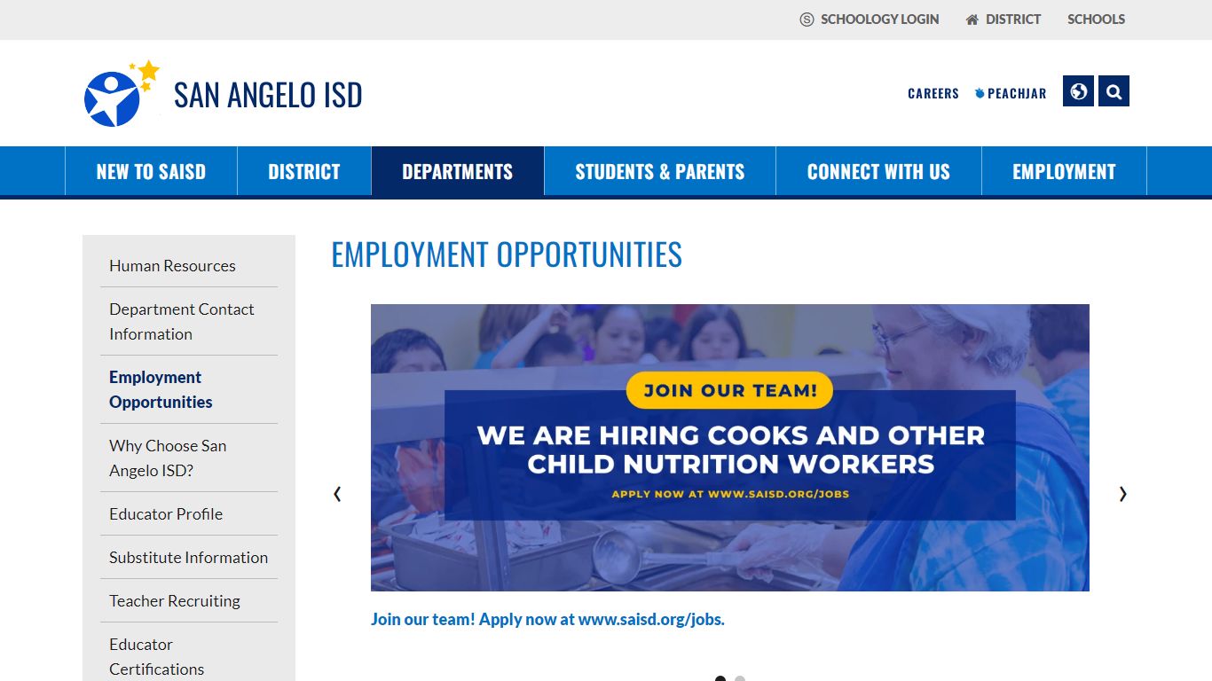 Employment Opportunities - San Angelo Independent School District